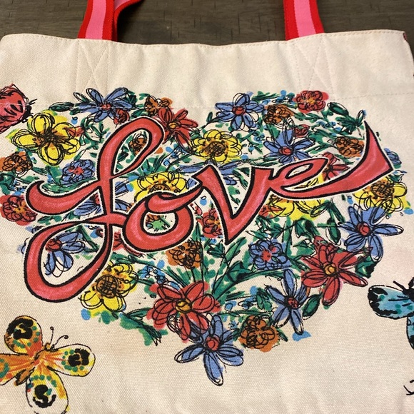 Brighton Love Tweet Tote Bag Butterfly Bird Canvas - Picture 2 of 11